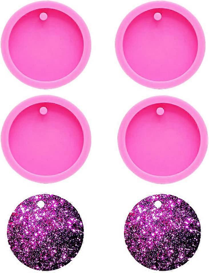 New,suitable 4 PCS Round Keychain Silicone Mold Circle Keychain Charms Epoxy Resin Molds Casting Molds