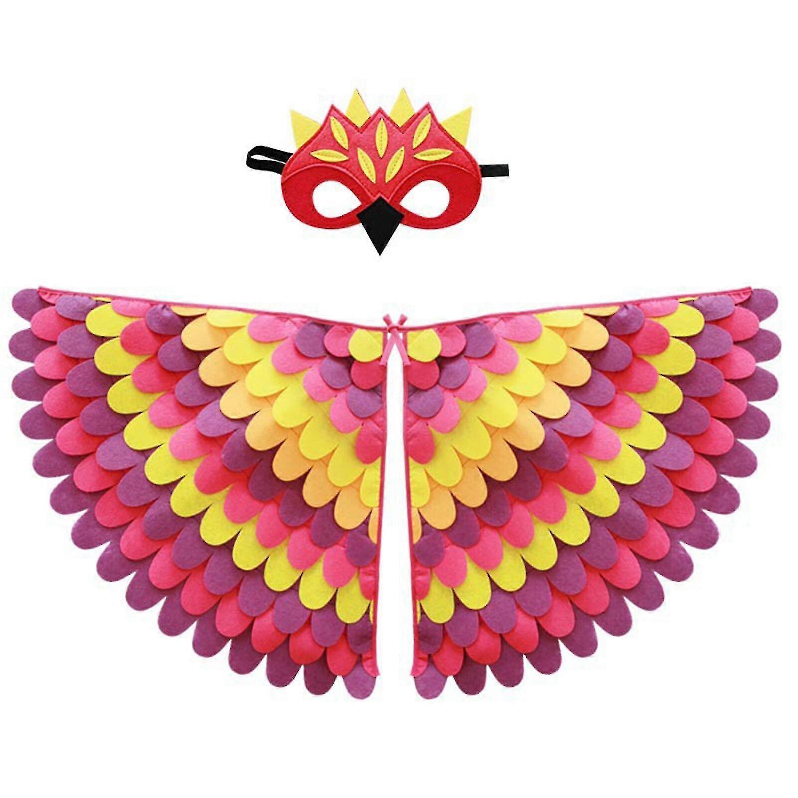 ינשוף טווס כנפיים ציפור תחפושת ציפור צעיף שכמייה עם מסכה מסיבת תחפושת קוספליי לילדים