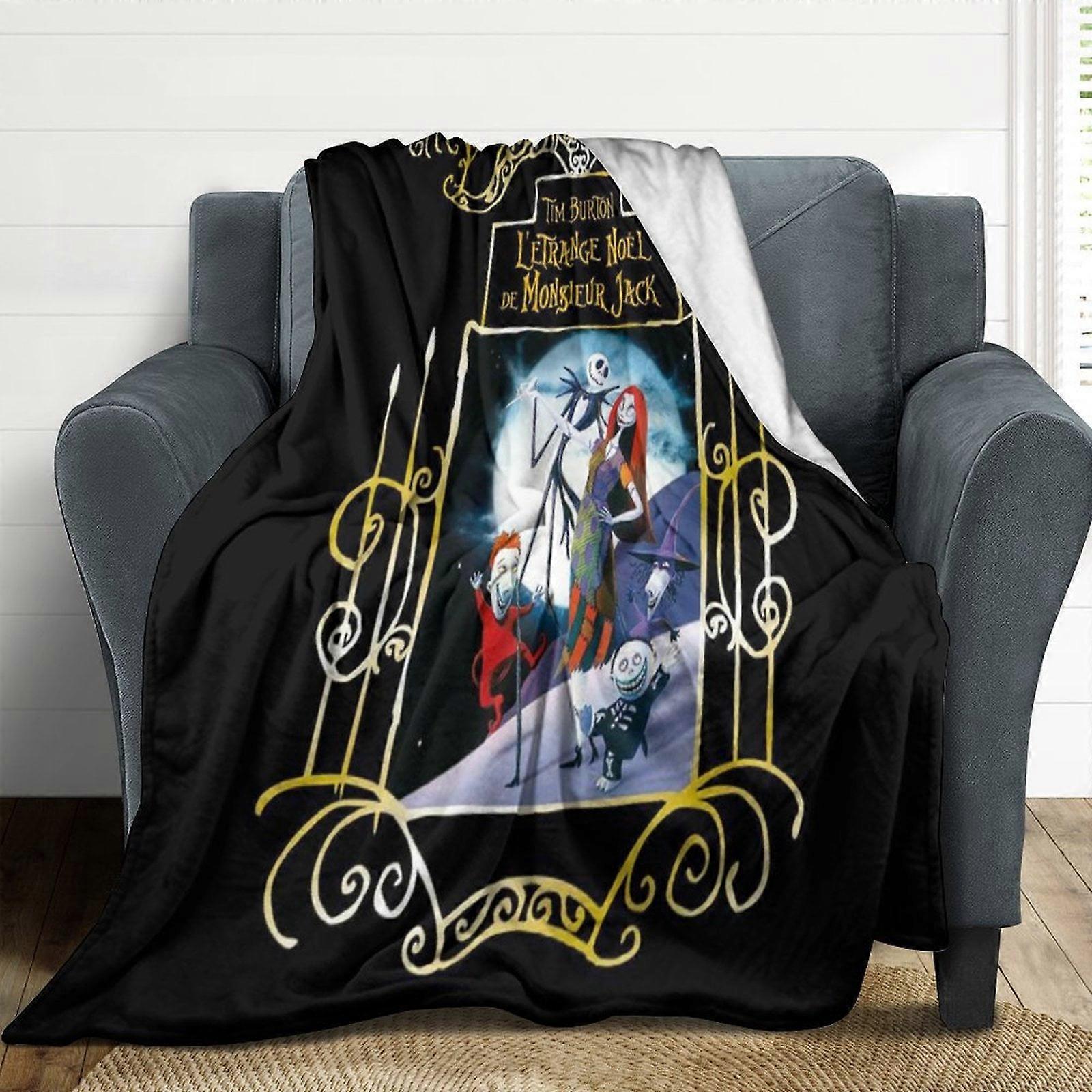 The Nightmare Before Christmas Flannel Blankets Soft Plush Throw Blanket Fuzzy Cozy Luxury Air Conditioner Blanket for Bedroom Sofa WTMT4280