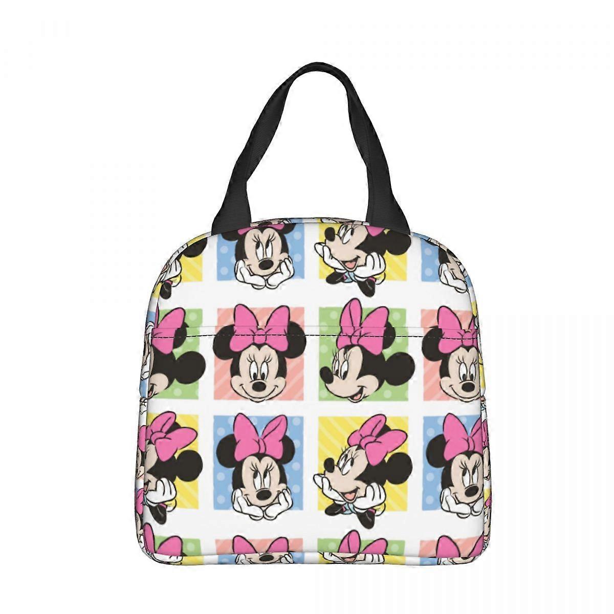 Mickey Minnie Mouse Cartoon Insulated Lunch Bag Portable Reusable Thermal Bag Tote Lunch Box School Outdoor Bento Pouch