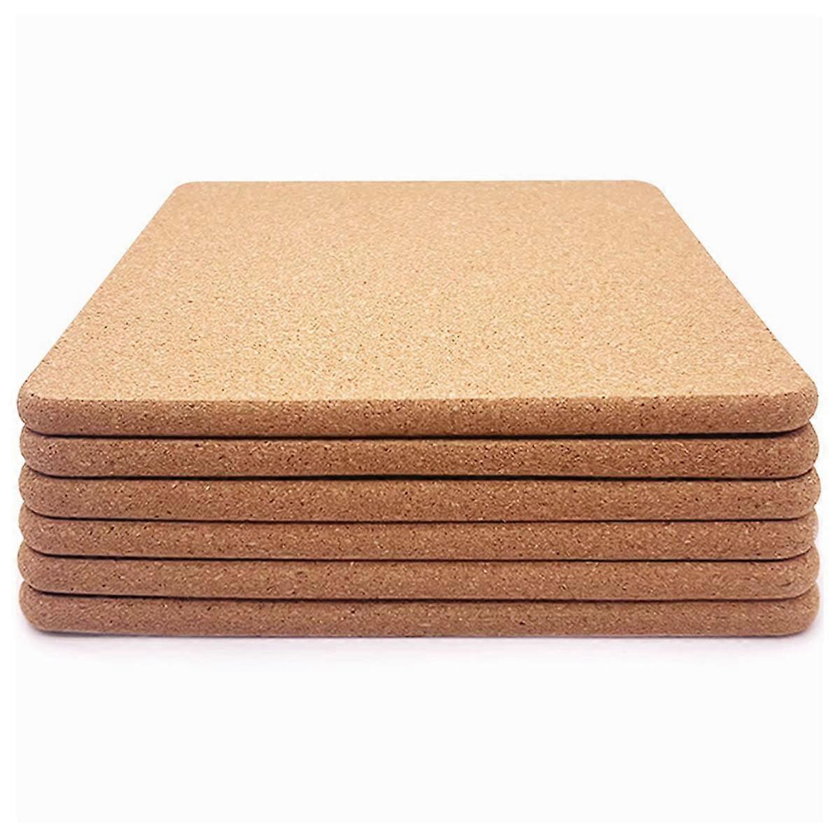 Cork Trivet, 6 Pcs High Density Thick Square Cork Trivets for Hot Dishes, 8 Inch Multifunctional Co