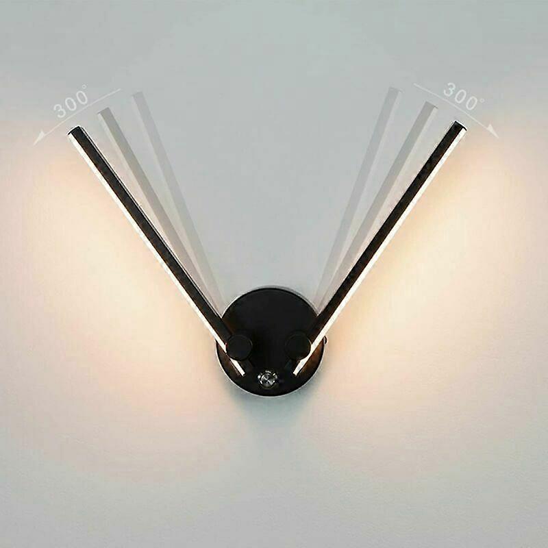 Applique Murale Salle de Bain avec Interrupteur, 2 Fiale, 12W, LED pour Miroir Salle de Bain 73cm, Double Lumire LED, Bras Orientable 300 (Noir 300