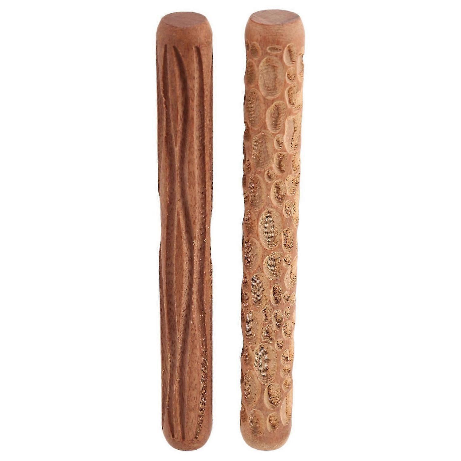 2Pcs Clay Modeling Pattern Rollers, Cobblestone Wood Grain Pattern Clay Rolling Pin Textured Hand Ro