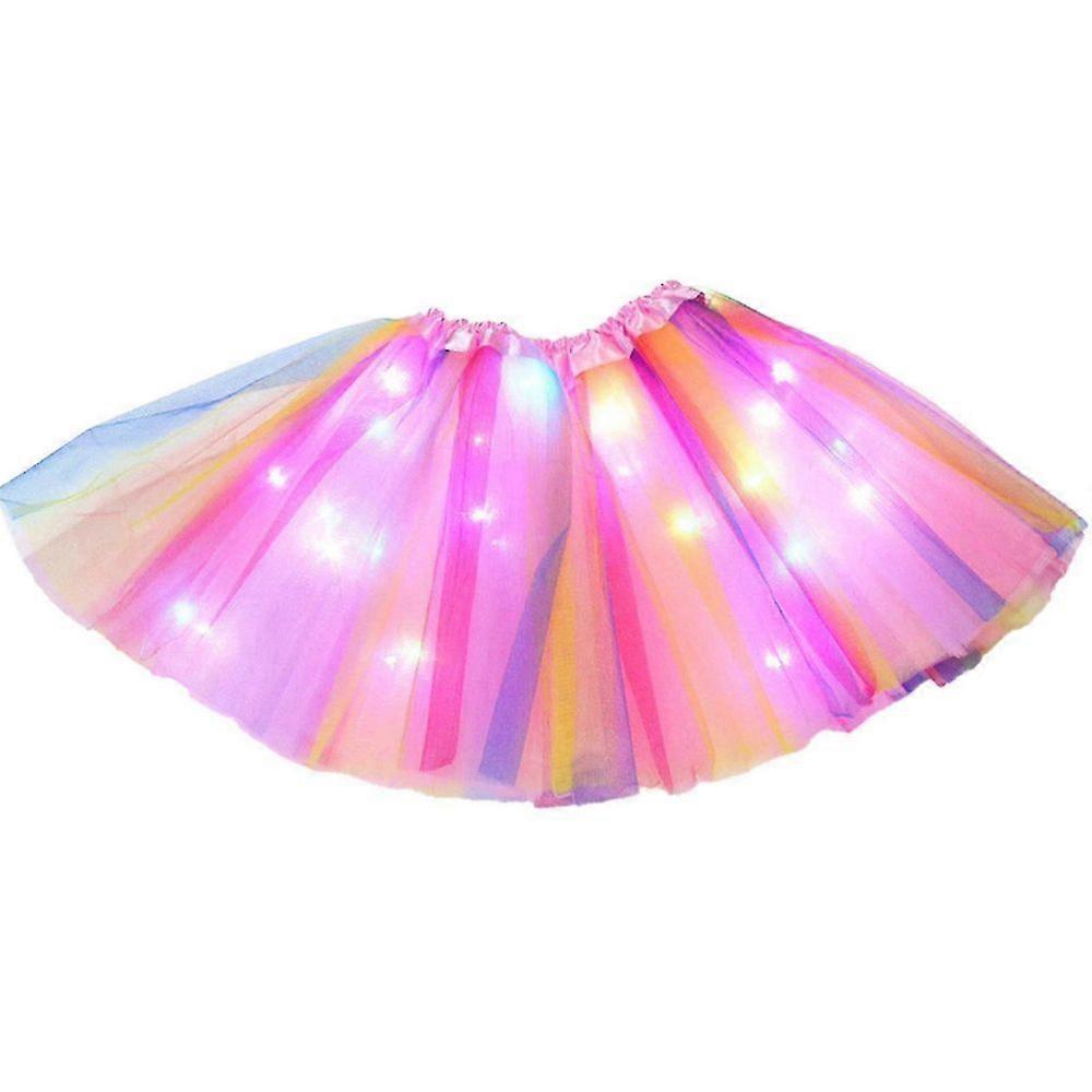 Luminous Led Tutu Skirt For Girls 2-12 Years,elastic 3 Layered Light Princess Led Dancing Skirt