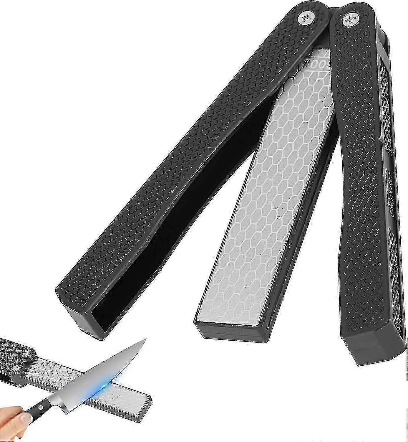 Knife Sharpener, Foldable Diamond Sharpener Double Sharpening Grain Thick/extrafine 400/600 Grit For Outdoor Camping Garden Kitchen Sharpening Tool -