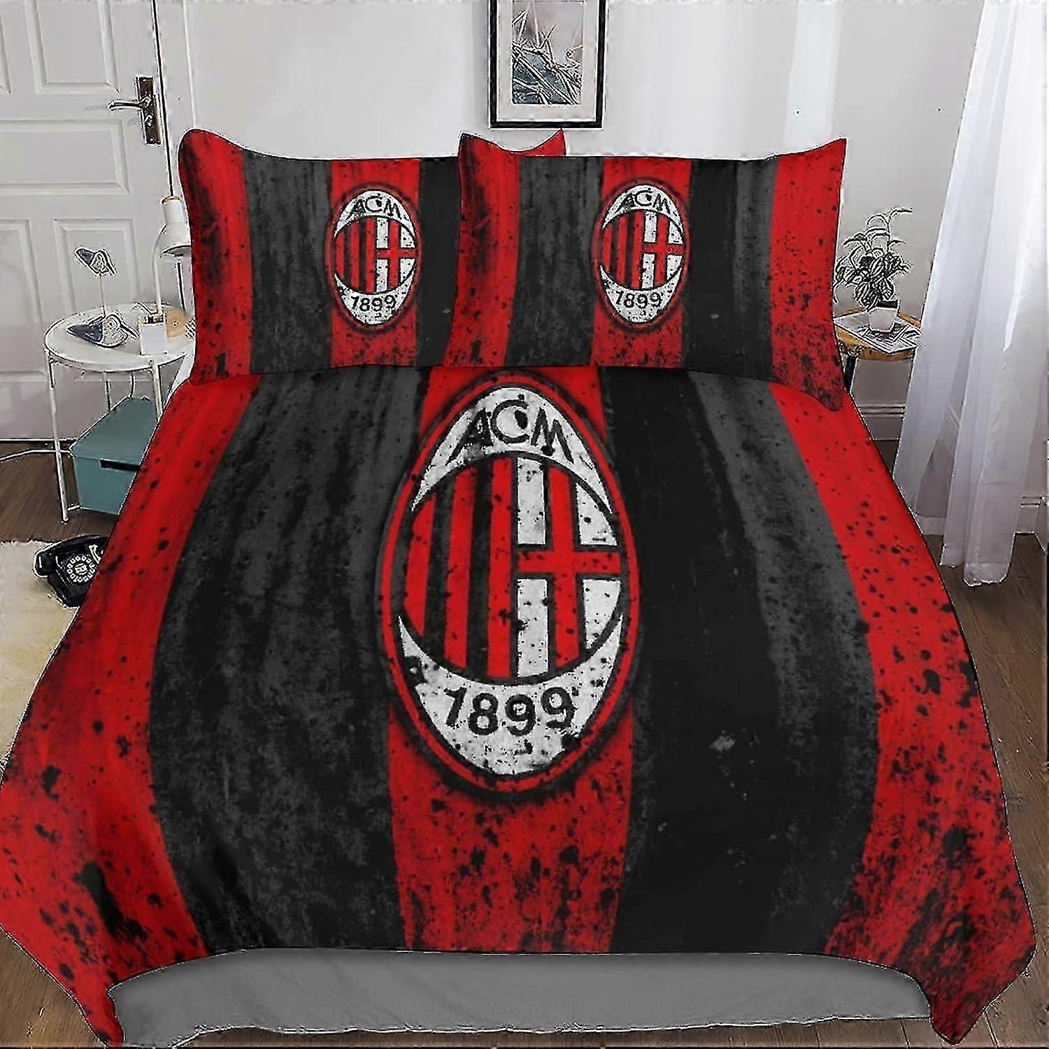 o4580 ملاءات السرير AC ميلان مجموعة غطاء لحاف 3D Super Club مطبوعة الفراش غطاء لحاف 3 قطع من الألياف الدقيقة ناعمة غطاء لحاف مع Zip Closur
