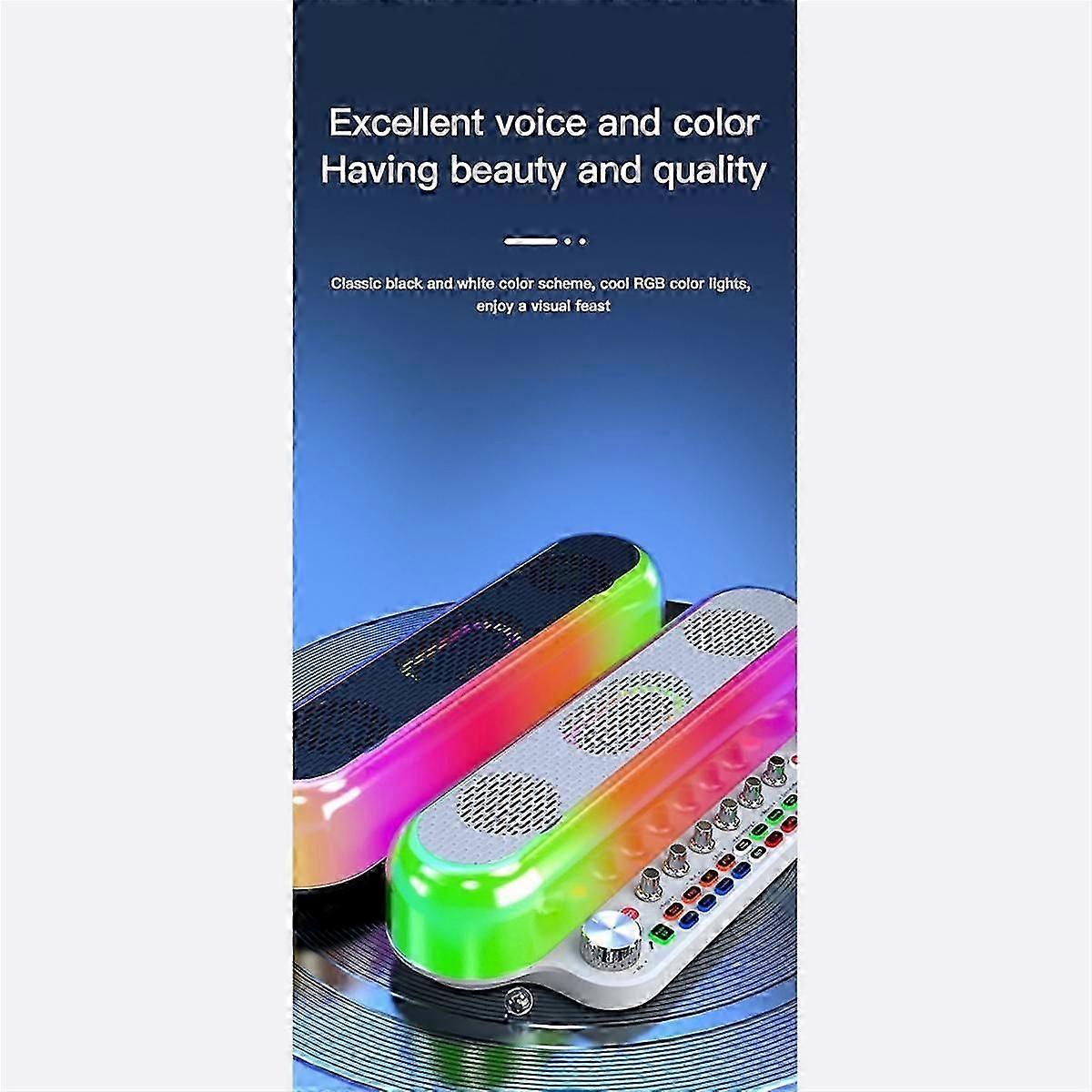 Portable Loud Karaoke Speaker with Two Mic Wireless Bluetooth Sound Card Speaker All-In-1 Sound Car