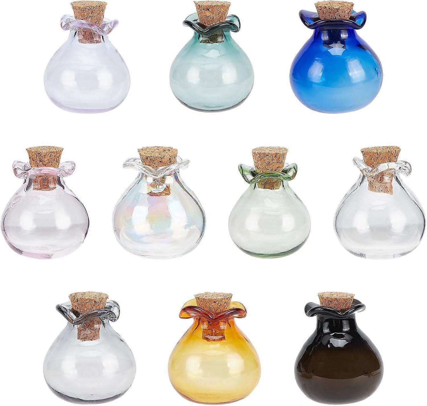 Tiny Jars 10 Colors Mini Glass Bottles Tiny Spell Jars Potion Bottles 1ml Lucky Bag Wishing Bottle Vials with Corks Stopper Drifting Bottle for Weddin
