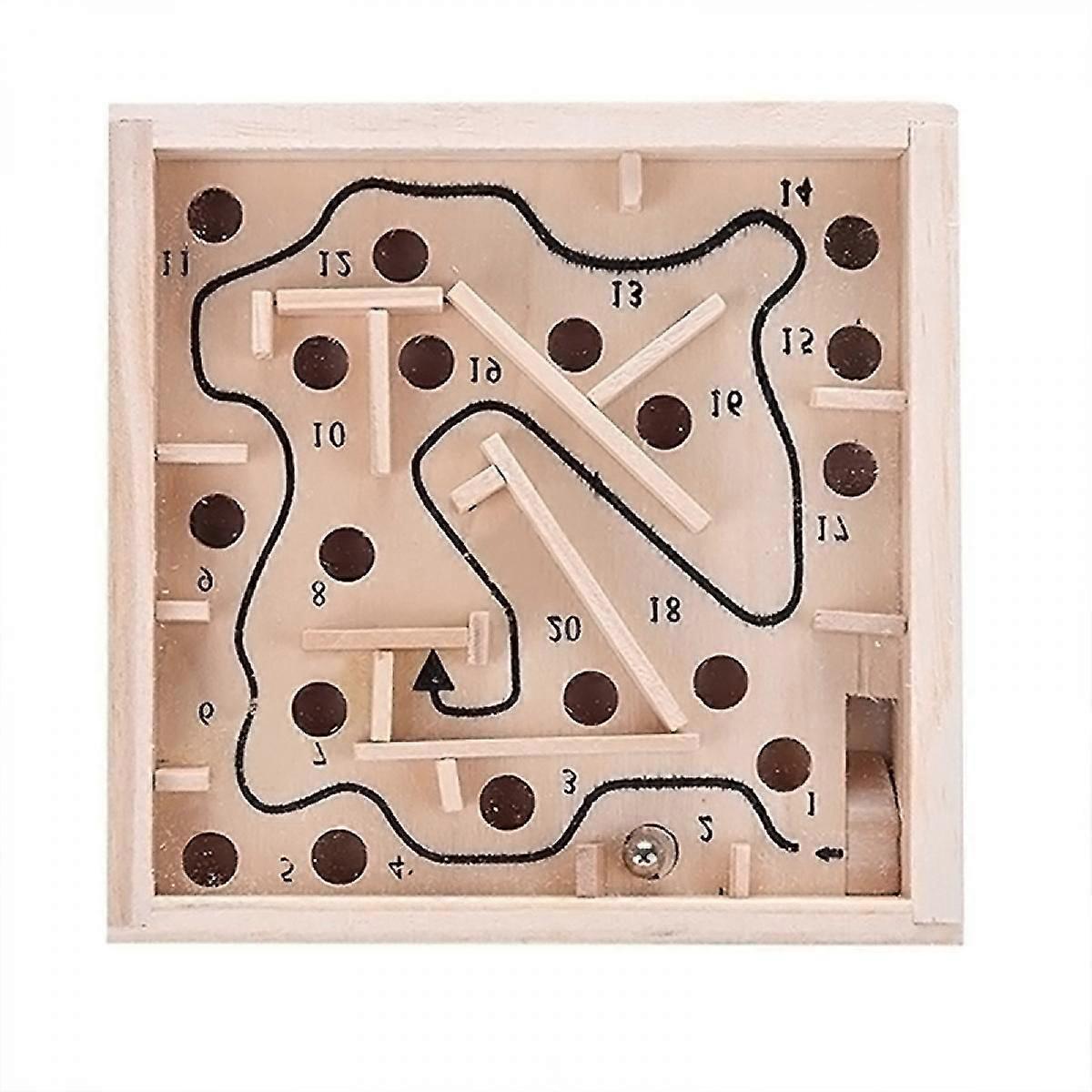 Large Wooden Maze 4.3" x 4.3" Tilting Maze Game with 60 Holes for Ages 6 and Up
