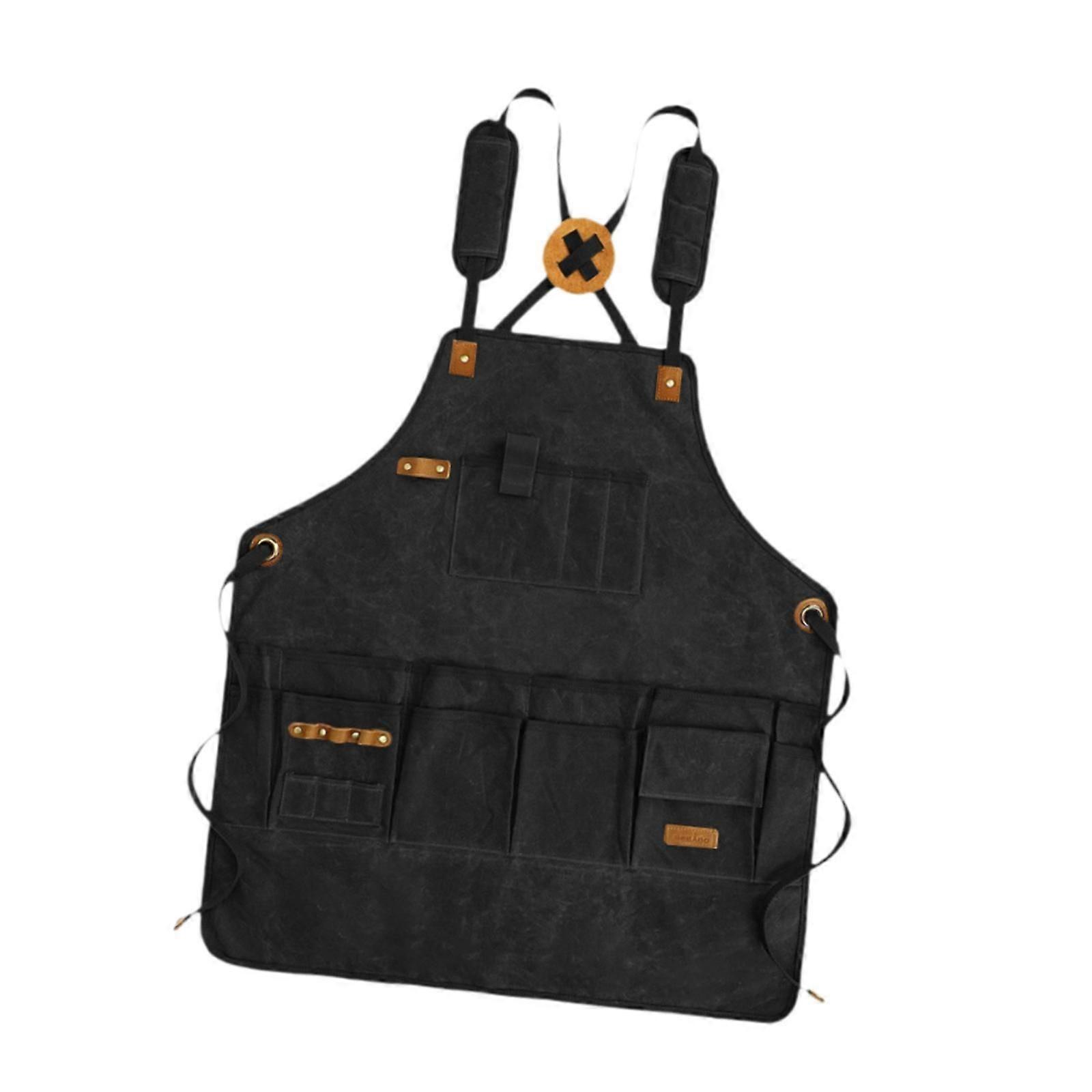 Work Apron Carpenter with Pockets Home Painting Multifunctional Canvas Apron Black
