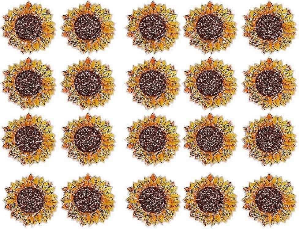 20pcs Embroidered Patch Diy Clothes Applique Sunflower Pattern Sew On Iron