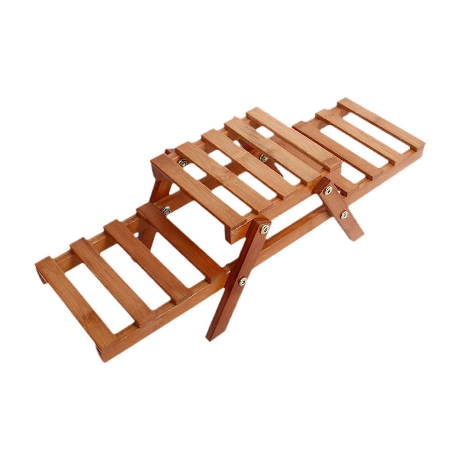 Planter Holder Double Layer Bamboo Plant Shelf for Garden Balcony Countertop