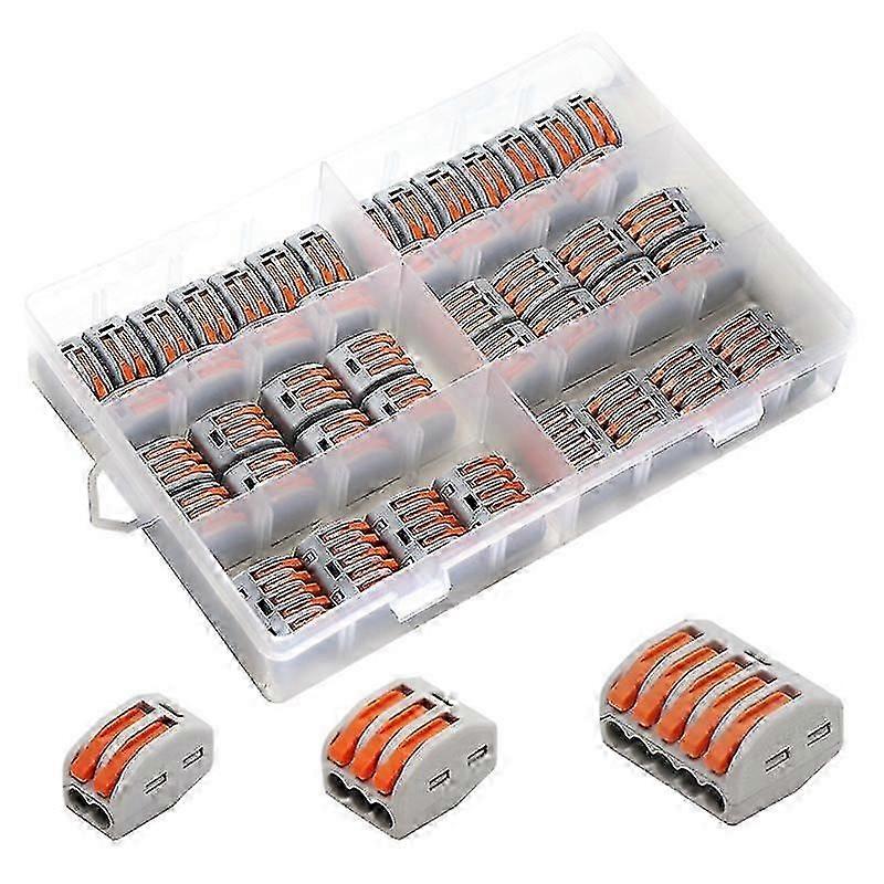 60 Electrical Connectors With Operating Lever, 30 2-way Clamps, 20 3-way Clamps, 10 5-way Clamps Baobao