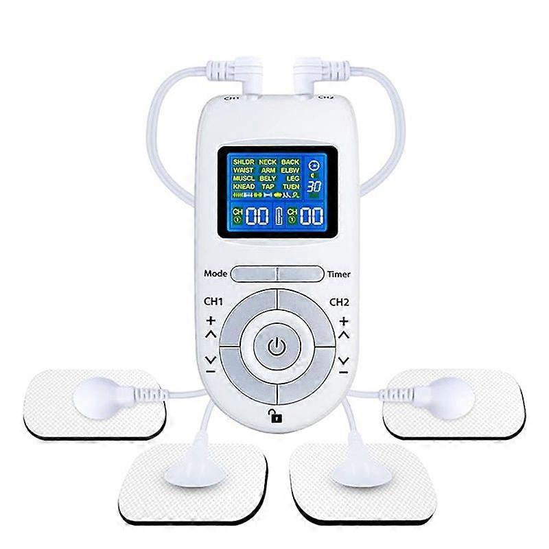 Dual Channel TENS Unit Muscle Stimulator Machine with 20 Modes, 2" and 2"x4" TENS Unit Electrode Pads
