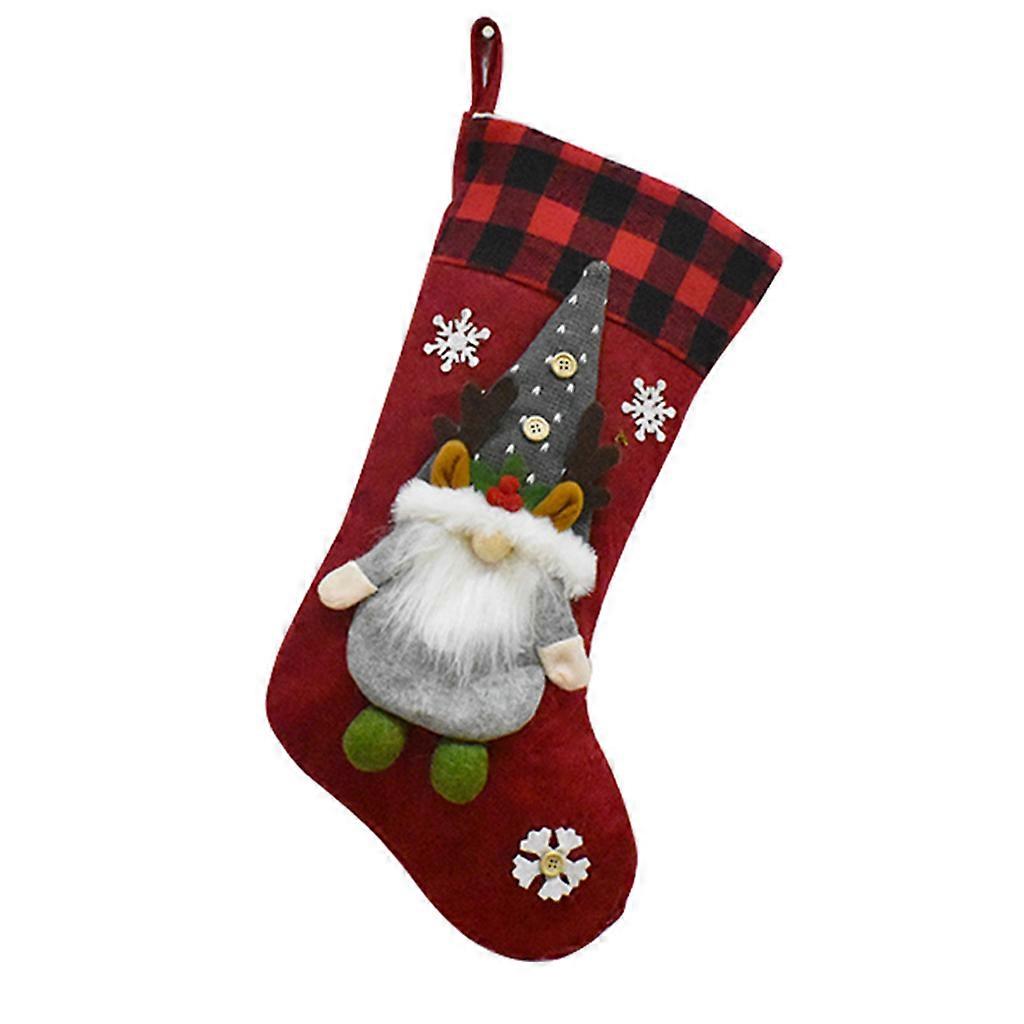 クリスマスストッキング19 "暖炉のハンギングクリスマスデコレーションレッドのための3D Gnomeクリスマスストッキング
