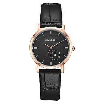 Montre-bracelet Montre de mode Montre à quartz Montre de loisir (cadre en or rose petit cadran noir)
