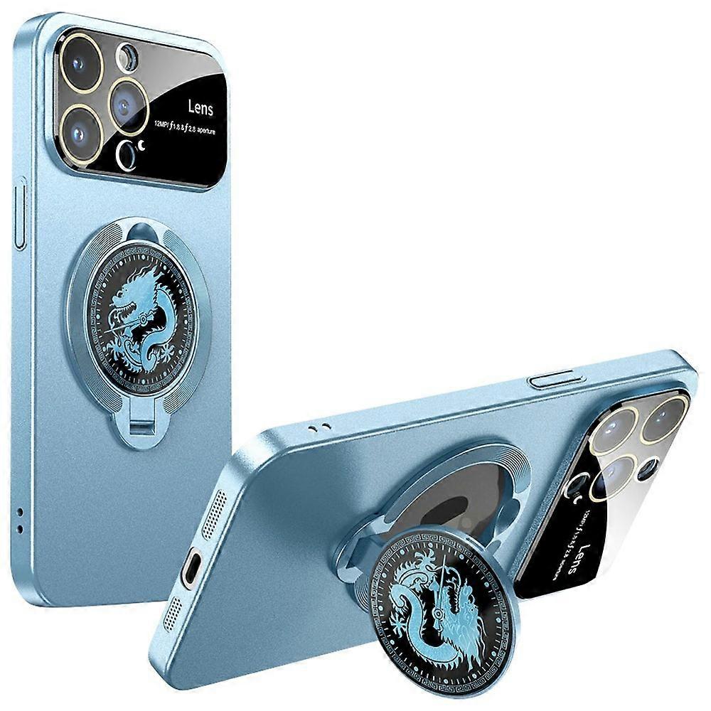 For iPhone 15 Pro Max Case Compatible with MagSafe Loong Pattern Kickstand Rubberized PC Cover