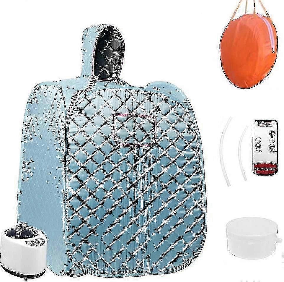 Tragbare Dampf Home Sauna Faltbare Dampfsauna Upgrade 2L Dampfgarer, mit Dampfschlauch Kräuter Kit Fernbedienung