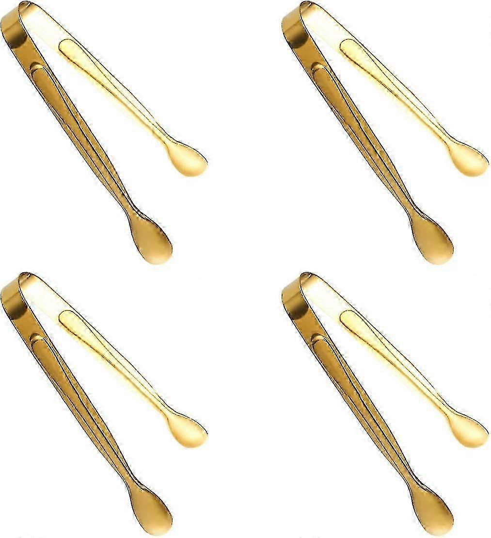4 stk rustfritt stål istang gull, gull salat grillklemmer, mini servicetang liten tang til bryllupsdagsfest kjøkkenbar f54