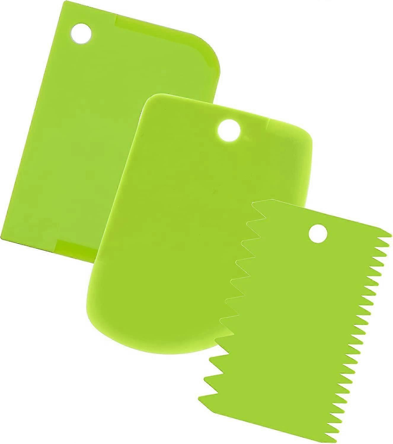 3PCS Multi-Function Plastic Dough Scrapers Straight Curved and Jagged Edges Bowl Scrapers