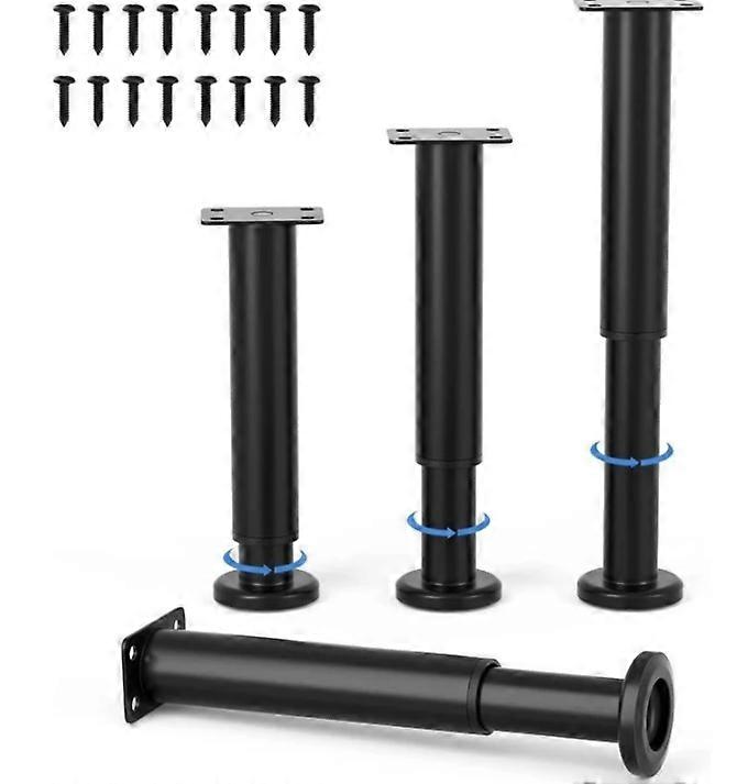 4個の調節可能な家具の脚18cmの黒い丸い金属製のテーブル脚、ソファキャビネットベッド用ネジ付き
