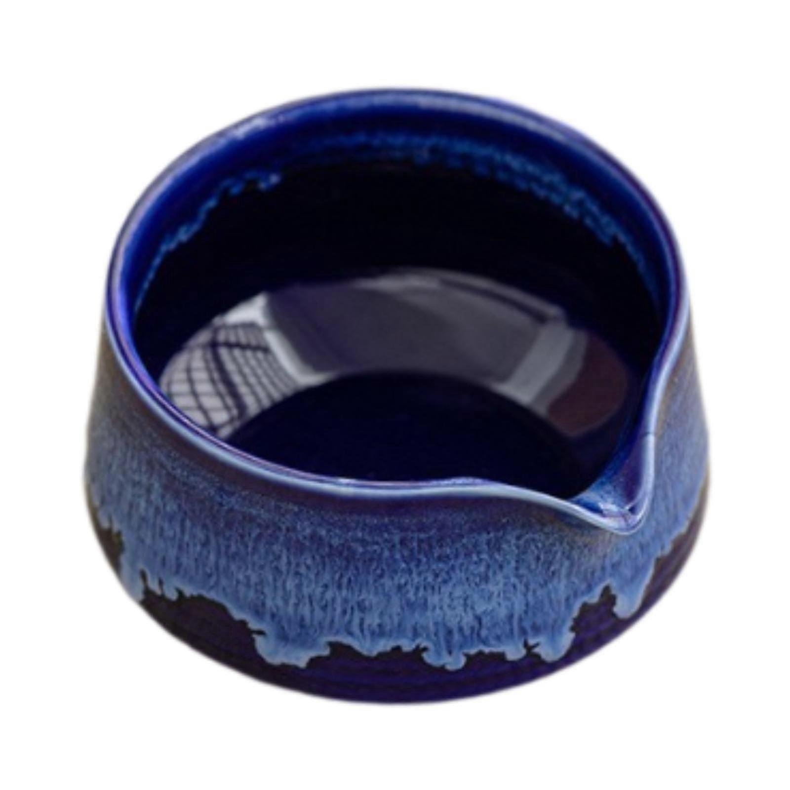 Ceramic Matcha Bowl with Spout Tableware for Tea Lovers Tearoom Matcha Latte blue