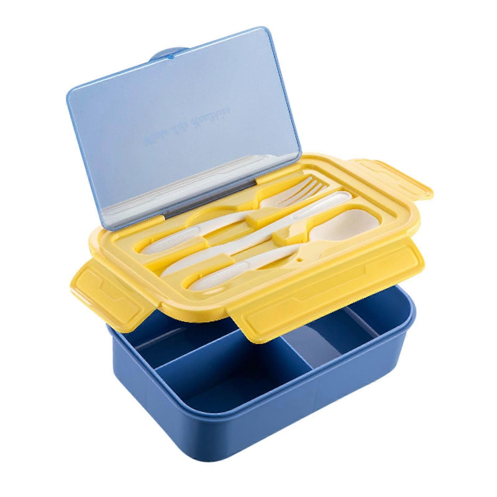 Plastic Lunch Box Fresh-keeping Box Microwave Oven Heating Sealed Thermal Insulation Bento Box With Tableware For Students
