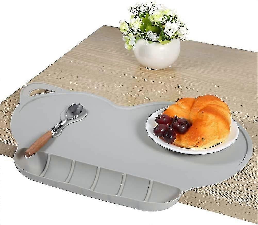 בגדי ריקוד ילדים Placemat סיליקון עמיד למים נייד, מונע החלקה, קל לניקוי ולשימוש חוזר (אפור) FG2025031701359