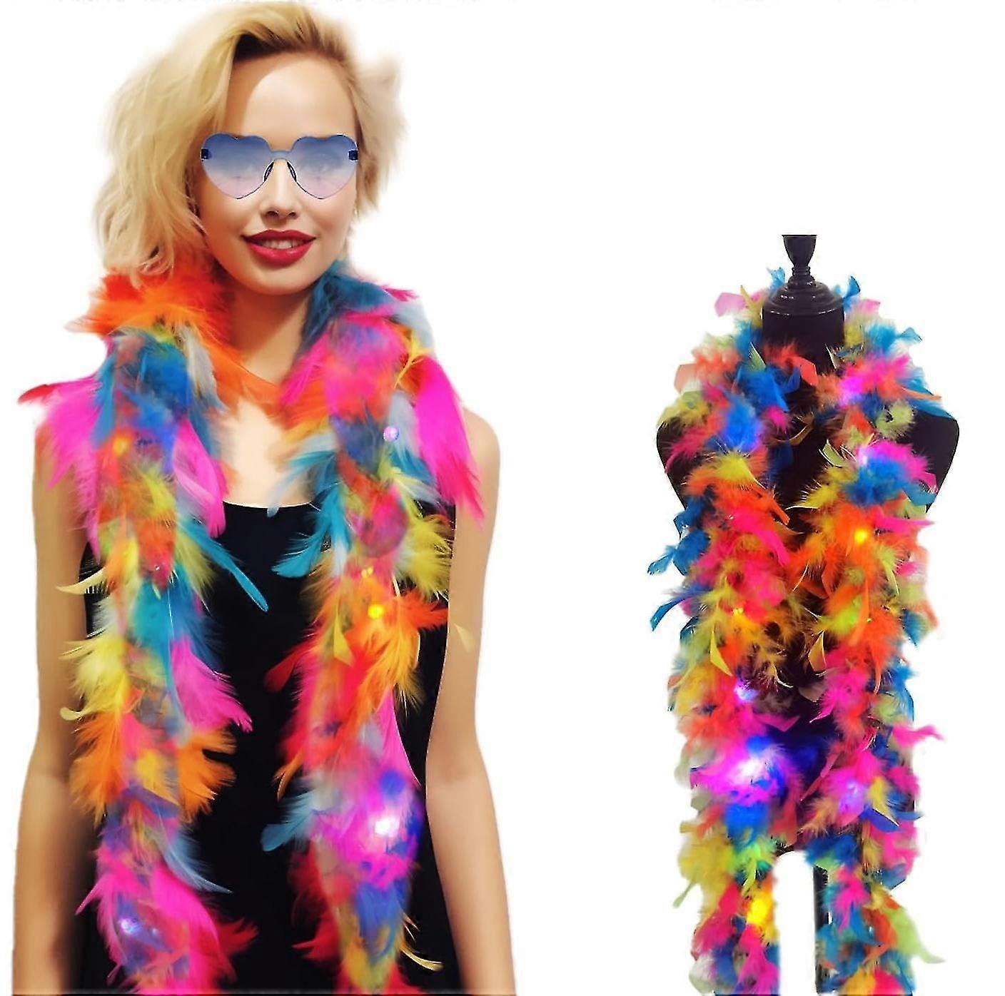 Rainbow Feather Boa, Multicolor Feather Scarf, Feather Boas For Various Evening Parties, Halloween, Christmas