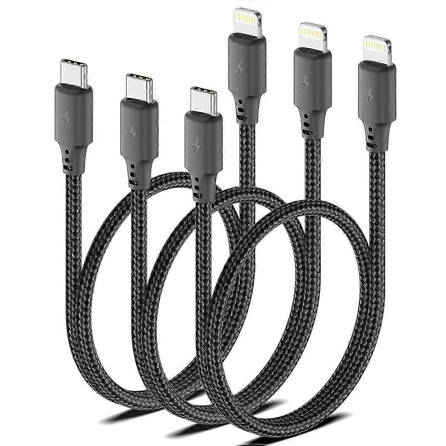 1.5ft USBC to  Cable for , [MFi Certified] 3Pack Braided Short Type C to  Cable