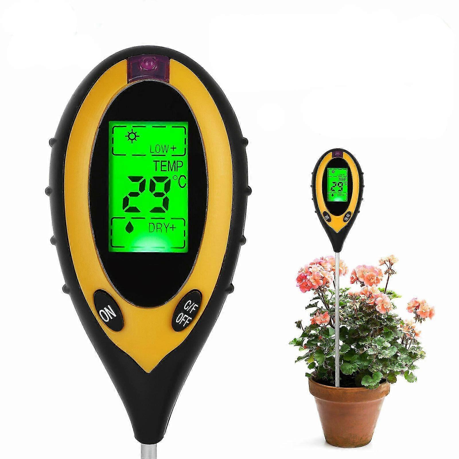 Lcd Digital Ph Soil Tester Water Moisture Temperature Sunlight Test Meter Plant