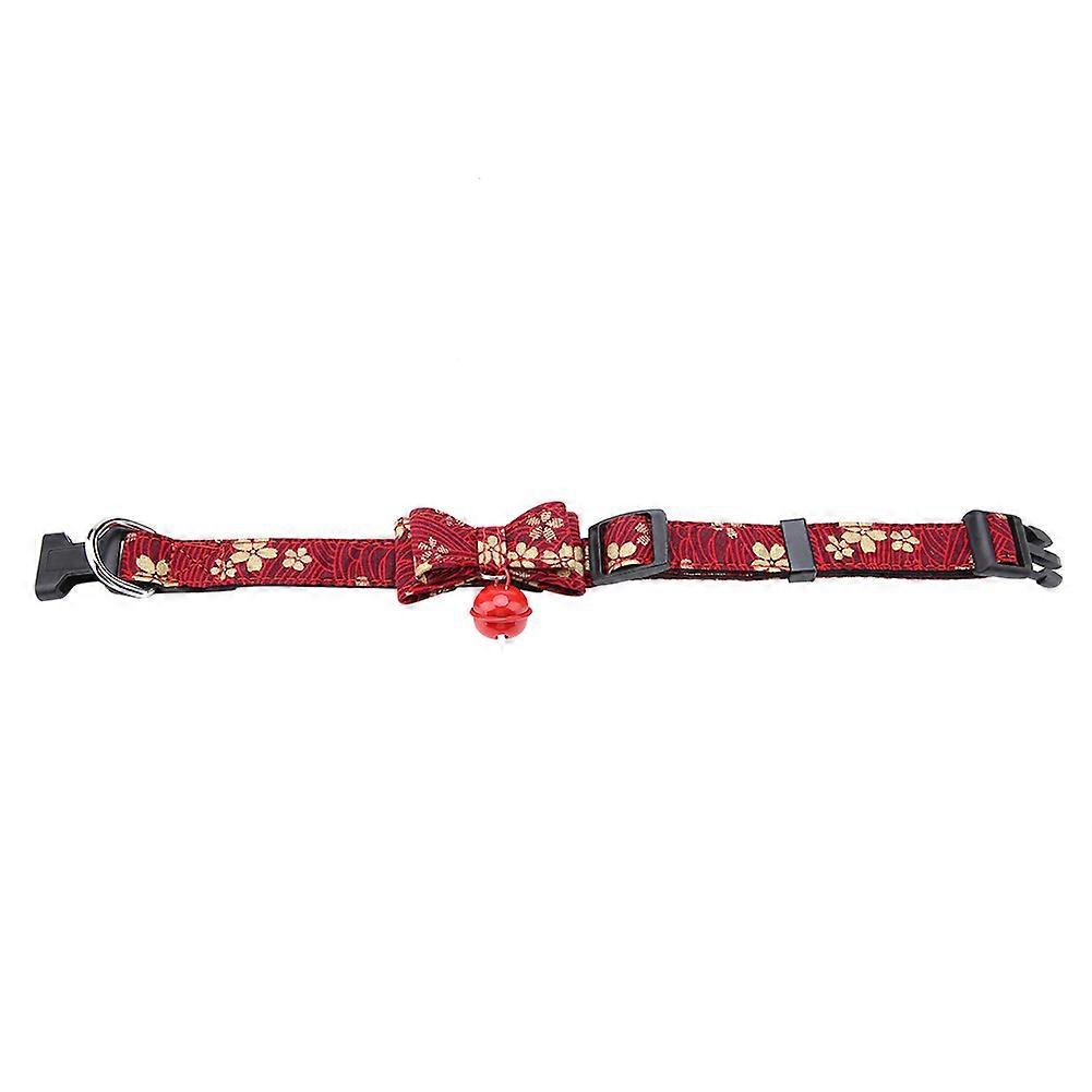 Soft Flowers Printed Dog Collar with Bow Tie and Bell, Adjustable Pet Collar for Small and Medium Dogs, Floral Design