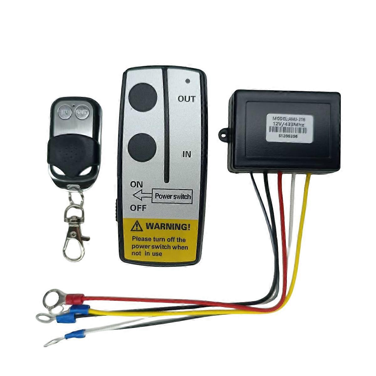 Wireless Winch Remote Control with Visual Indicator Light, Weather-Resistant Receiver for Safe and Efficient Off-Roading, Universal 12V Handset