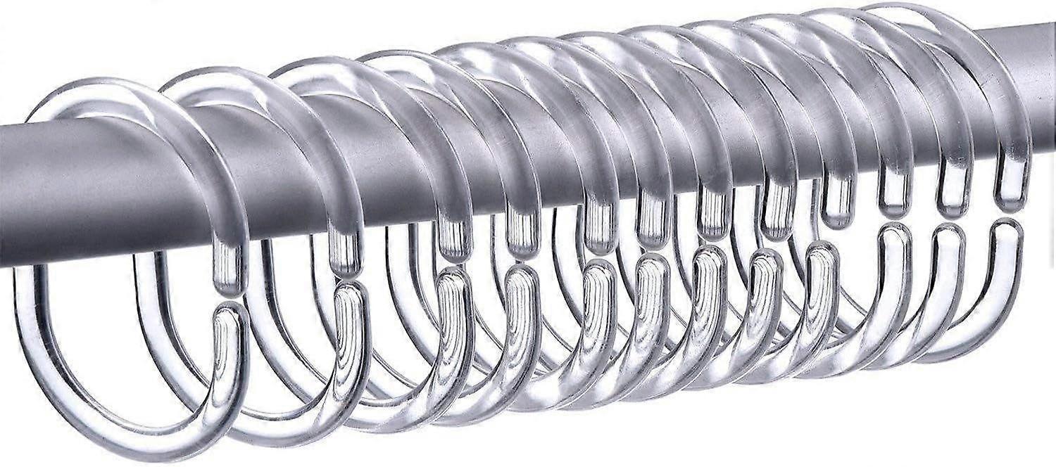 24 Pack Clear Plastic Shower Curtain Rings for Bathroom Window Rod