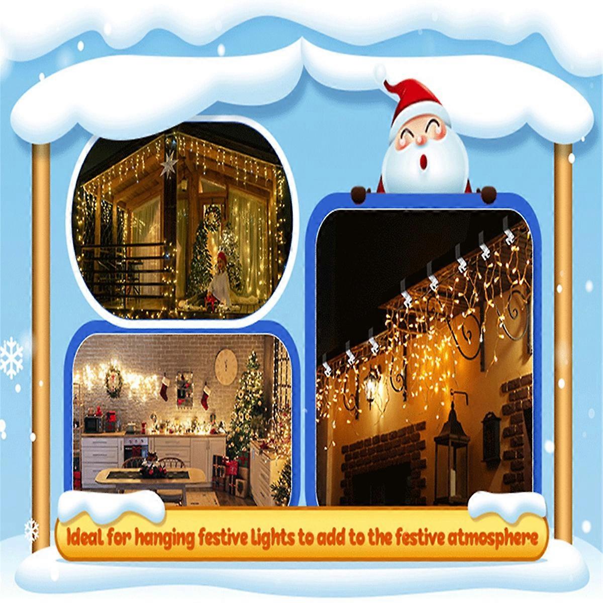 50 Pcs Christmas Lights Gutter Hooks Holiday Lights Hooks Gutter Hangers for Xmas Lights Outside Decoration