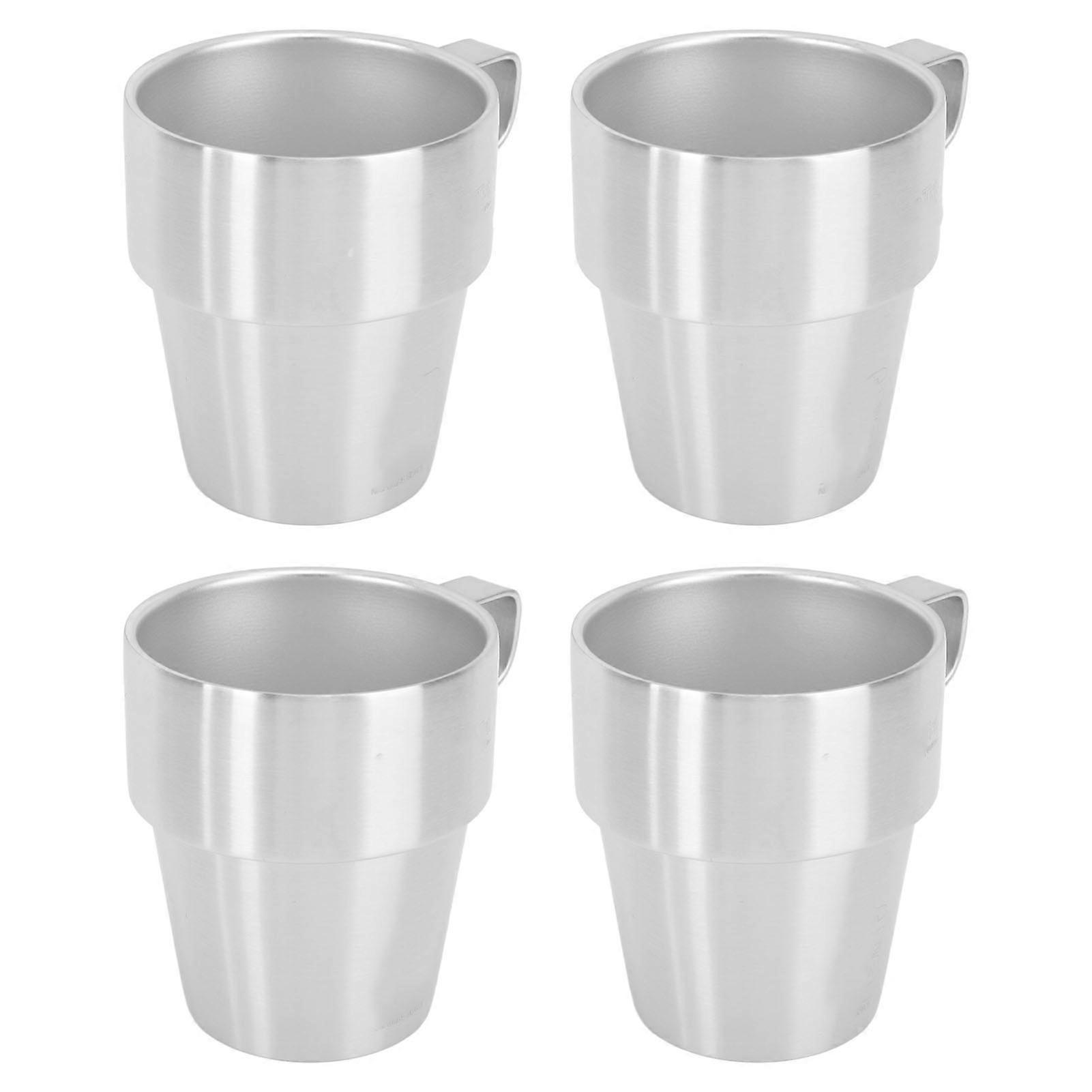 Stackable Cups with Stand Stainless Steel Double Layer Insulated 300ml Mugs Set for Juice Iced Coffee