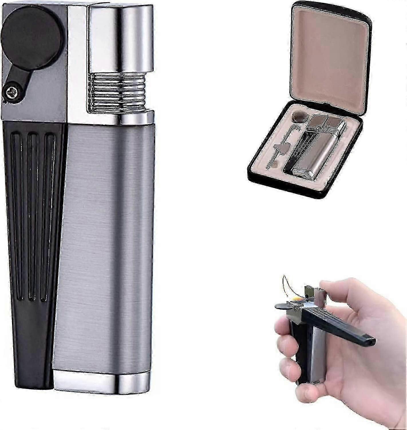 Çakmak Boru Combo - Taşınabilir Vurucu Çakmak Katlanabilir Çakmak Açık Alev İşlevli İşlevli 2'si 1 Arada Metal Çakmak Boru Combo Erkekler İçin En İyi Hediyeler Boris