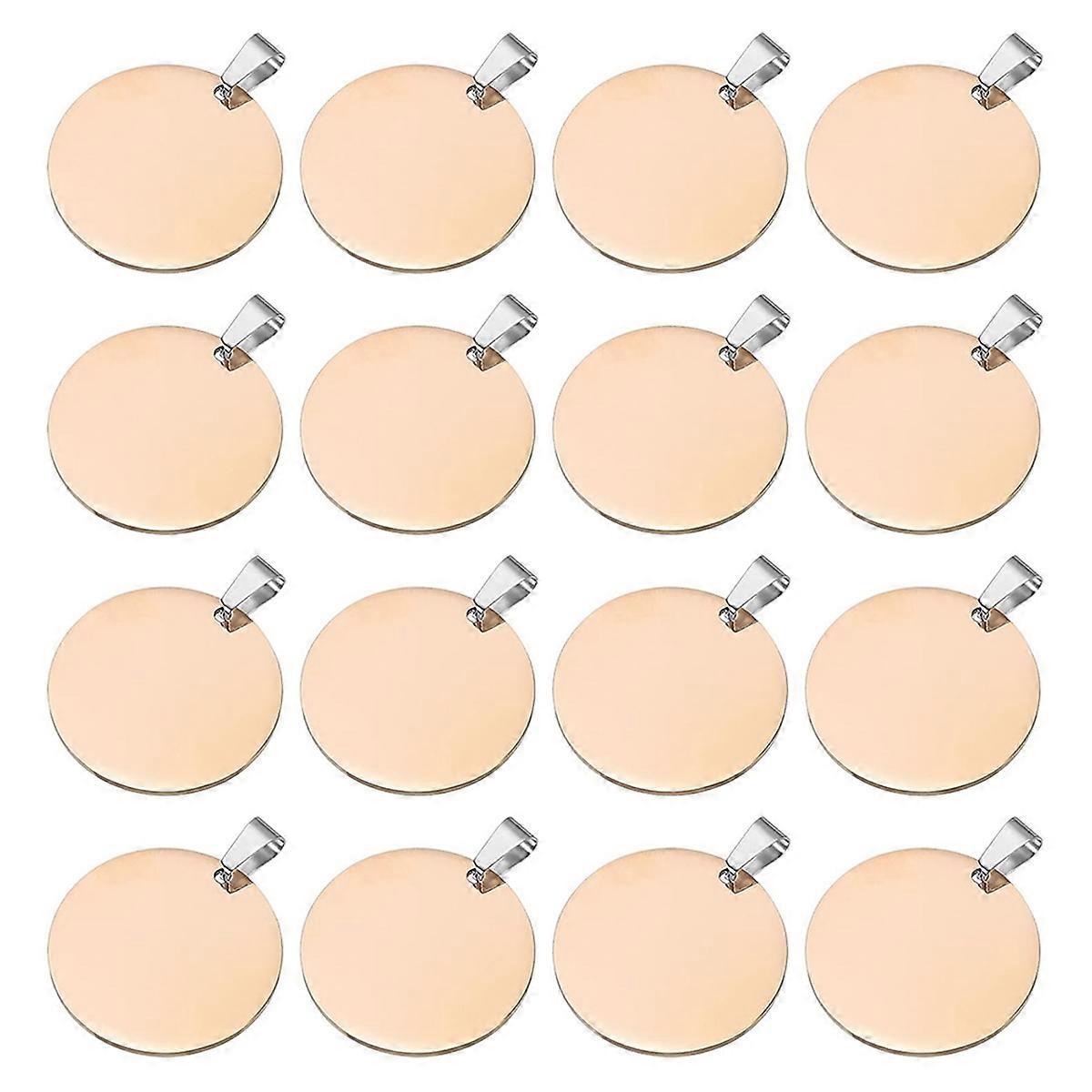 16Pcs Metal Stamping Blanks 30mm Round Dog Tags Rose Gold