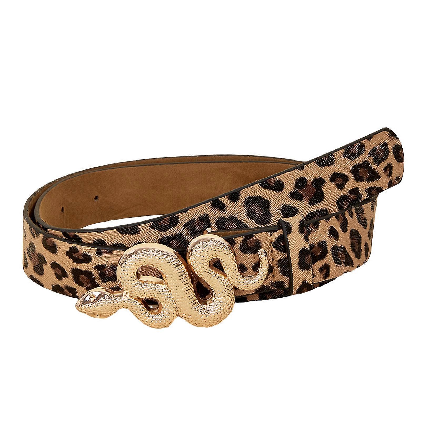 Stylish Leopard Pattern Belt with Snake Head Comfortable Elastics Waistband for Casual And Party Wear leopard print