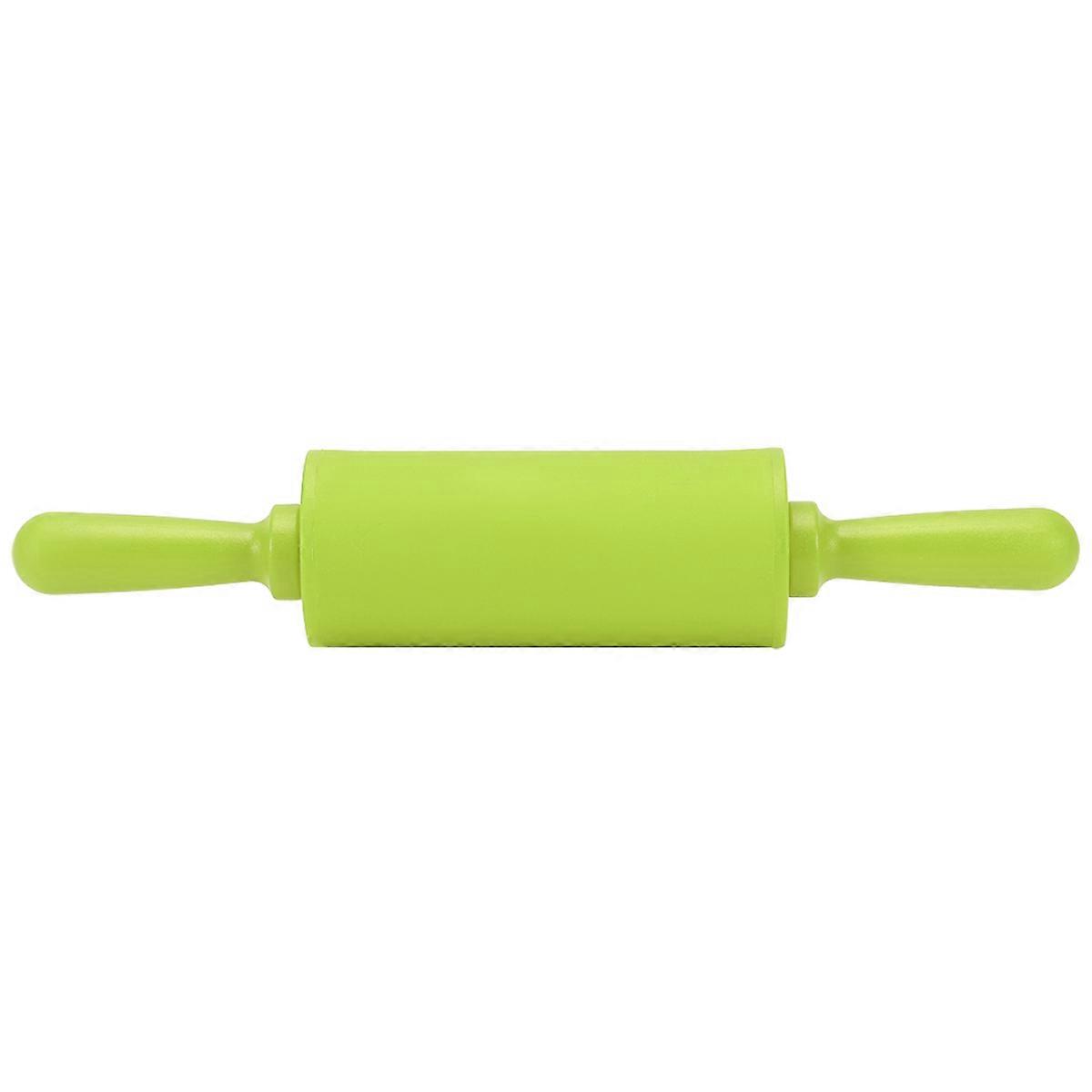 Green Silicone Rolling Pin Pastry Dough Roller Baking Tool with Plastic Handle