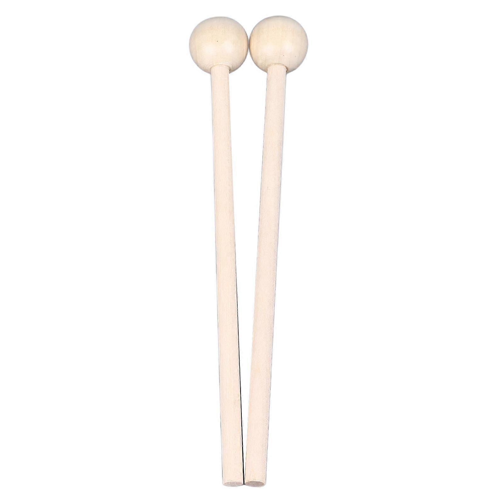 Set of 2 Ethereal Solid Wood Drum Sticks, Round Head Mallets, Short