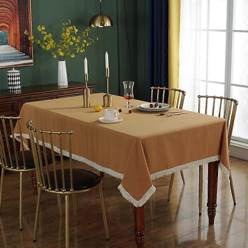 Solid Color Tassel Tablecloth Banquet Table Cloth Washed Cotton Durable Shooting Beautifying Decorative Tablecloth