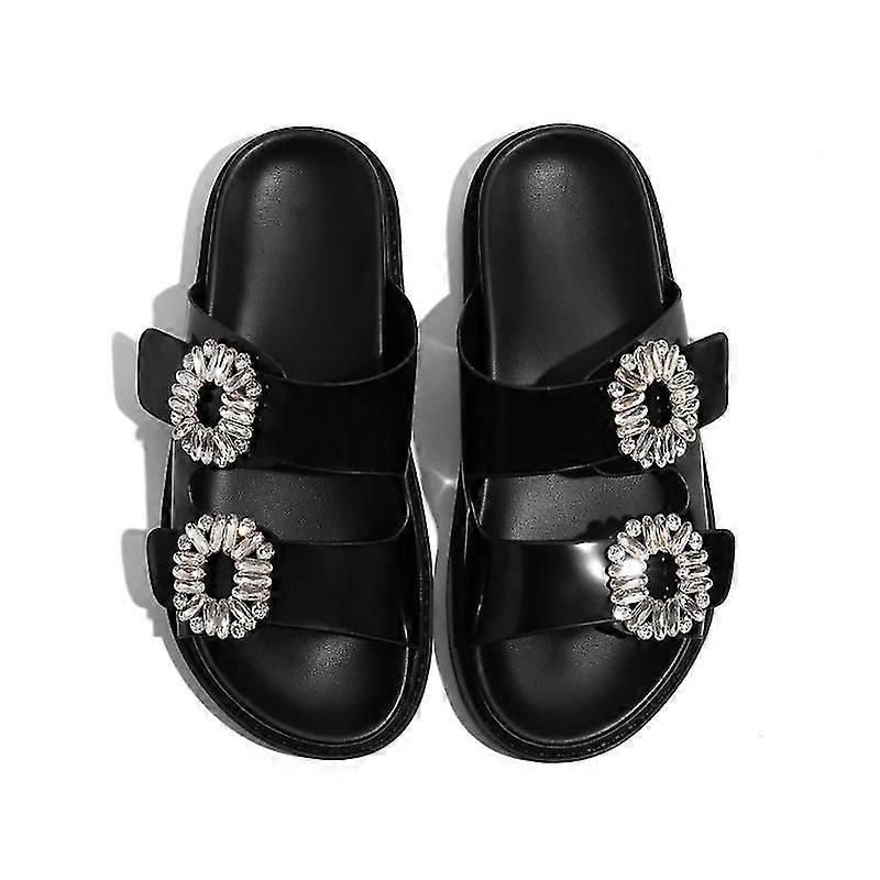 Thick-soled Square Diamond Slippers