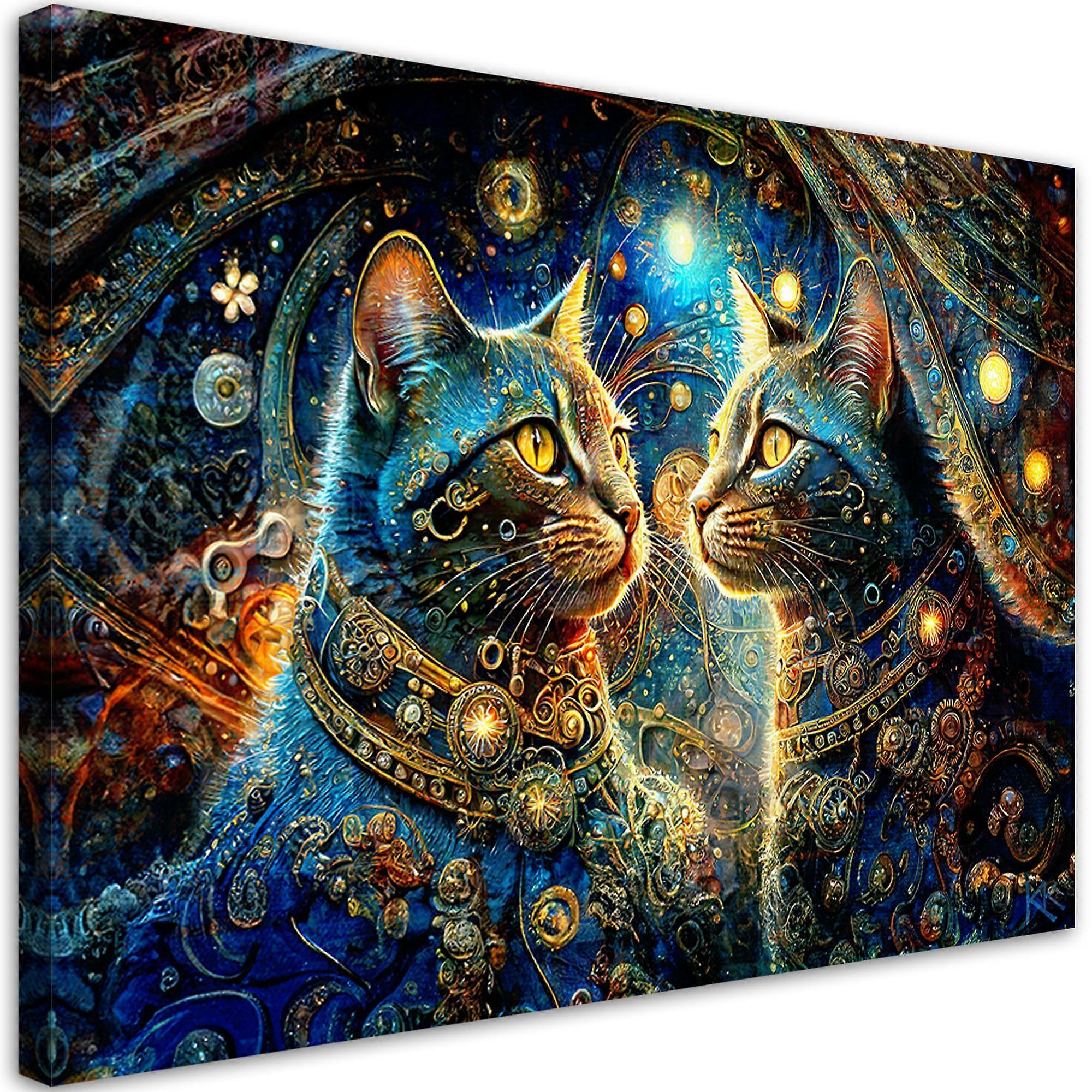 Impression sur toile, Chat Animaux Abstraction - 100x70