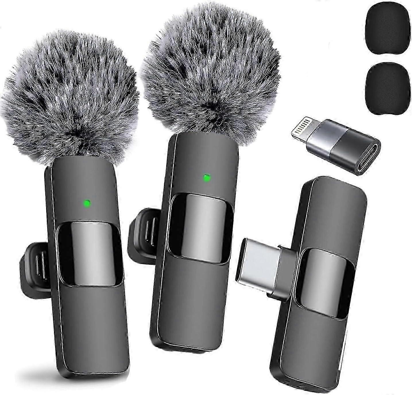 2025 Wireless Lavalier Microphone 2 Pack - USB-C for iPhone Android Live Stream