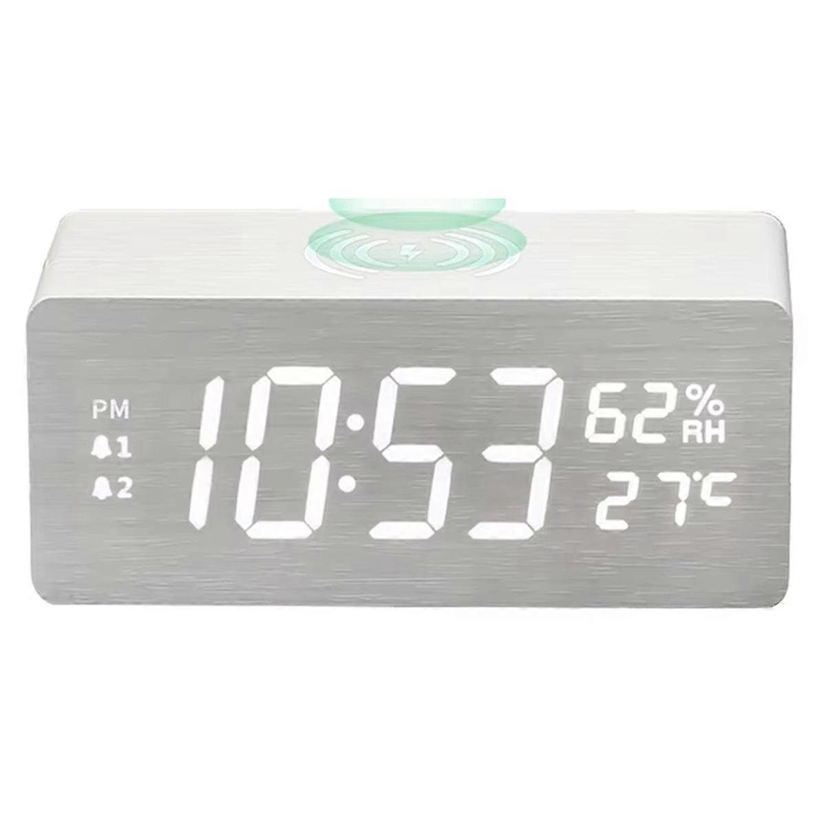 15W Fast Charging Wooden Charging LED Calendar Clock B