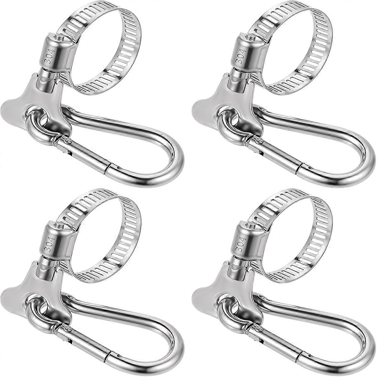 4 Pcs Flag Pole Clips, Outdoor Garden Flagpole Clamps with Carabiner