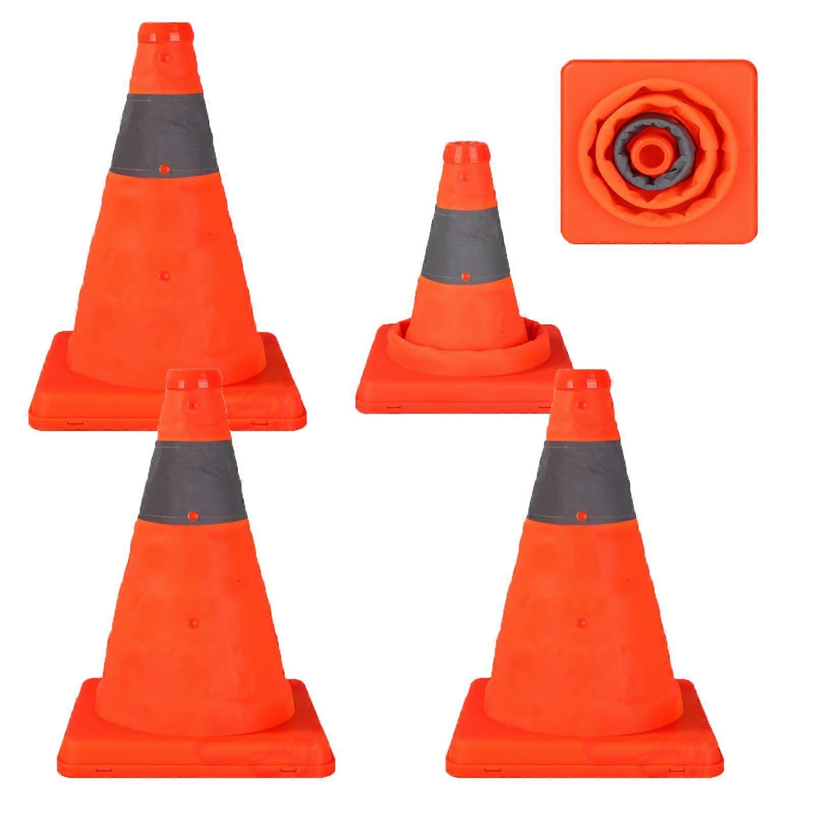 12 Inch Collapsible Traffic Cones 4 Pack, Reflective Road Cones for Safety and Emergency Use, Durable & Portable