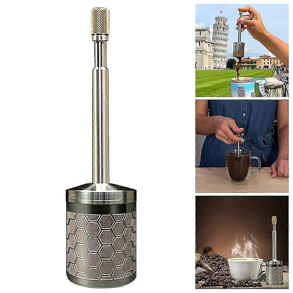Kaffe Infuser Creative Kaffe Te Infuser Rustfrit stål Tryk Type Kaffe Infuser Te Si Hjemmekontor
