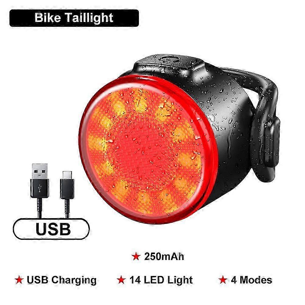 1Pc Q2 Bicycle Front Rear Light USB Rechargeable Cycling Light